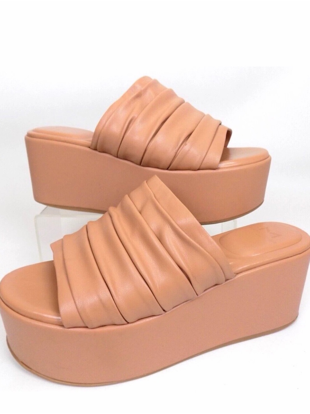Marc Fisher LTD Herald Platform Slide Sandal Light Natural Wedge Size 10